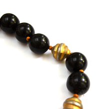 Load image into Gallery viewer, Rare Vintage Bakelite Bead Necklace with Gold Snail Swirl Beads