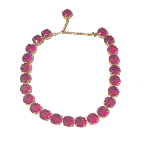 Harlequin Market X-Large Austrian Crystal Accent Necklace - Fuchsia Pink