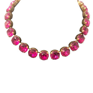 Harlequin Market X-Large Austrian Crystal Accent Necklace - Fuchsia Pink
