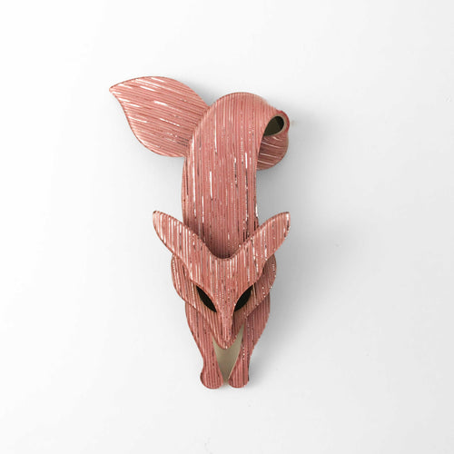 Lea Stein Famous Renard The Fox Brooch - Pink & Black