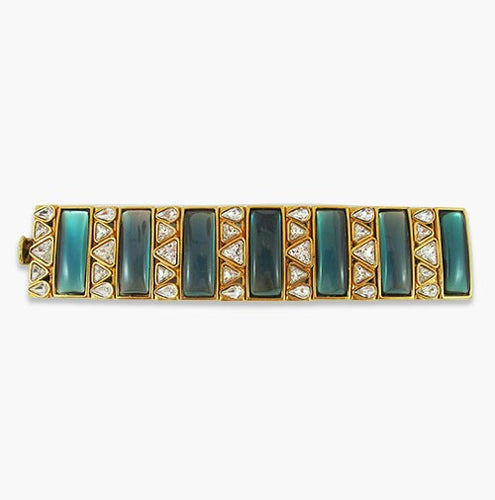 Vintage Unsigned' Goosens' Crystal & Gold Plated Bracelet