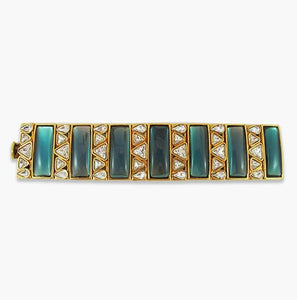 Vintage Unsigned' Goosens' Crystal & Gold Plated Bracelet