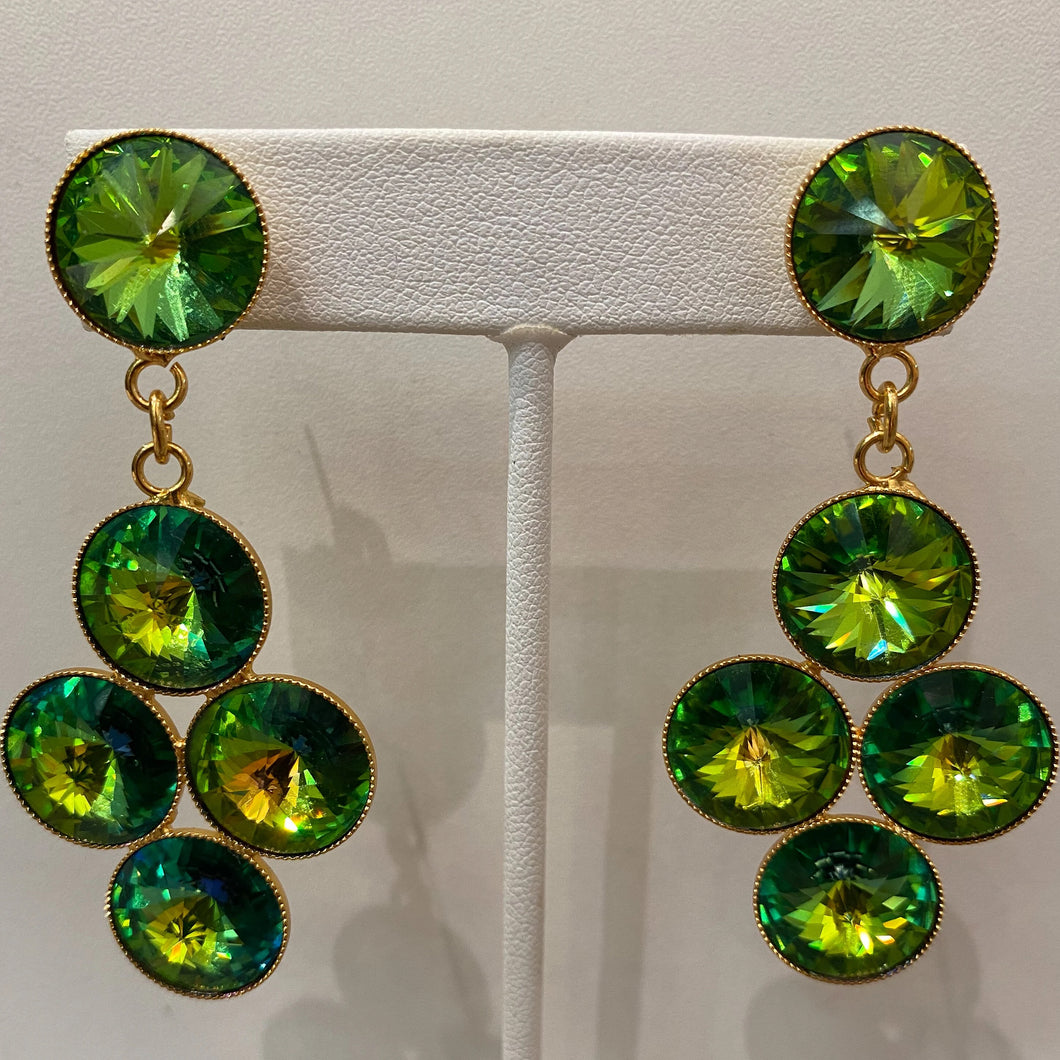 Harlequin Market Apple Green Crystal Earrings-(Pierced Earrings)