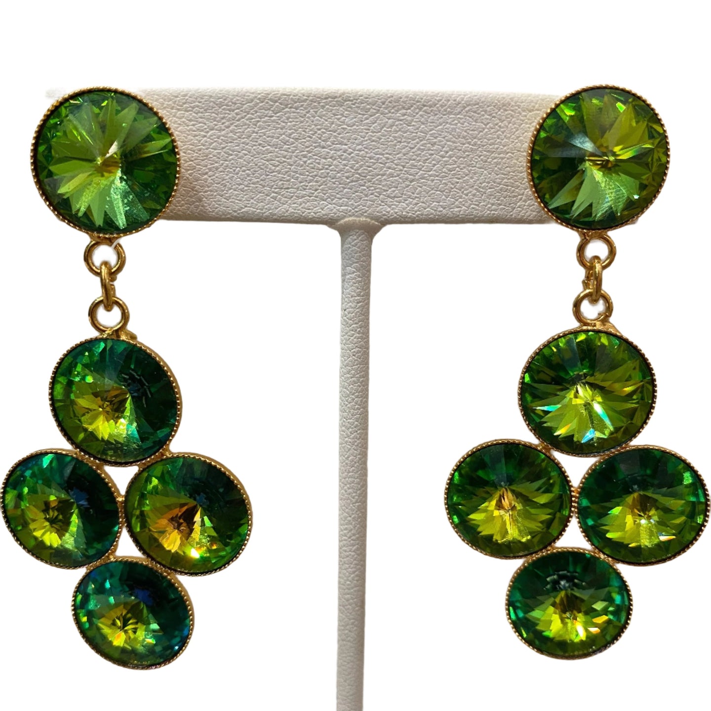 Harlequin Market Apple Green Crystal Earrings-(Pierced Earrings)