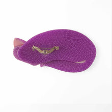 Load image into Gallery viewer, Lea Stein Mistigri Big Sleeping Cat Brooch Pin - Purple (cracked) &amp; Pink