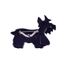 Load image into Gallery viewer, Lea Stein Kimdoo Dog Scottish Terrier Brooch - Black &amp; White Music Notes