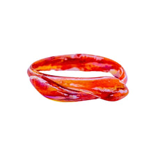 Load image into Gallery viewer, Signed Lea Stein Snake Bangle - Pink, Orange, Red Marble