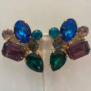 Harlequin Market Multi- Coloured Cluster Earring (Clip-On)