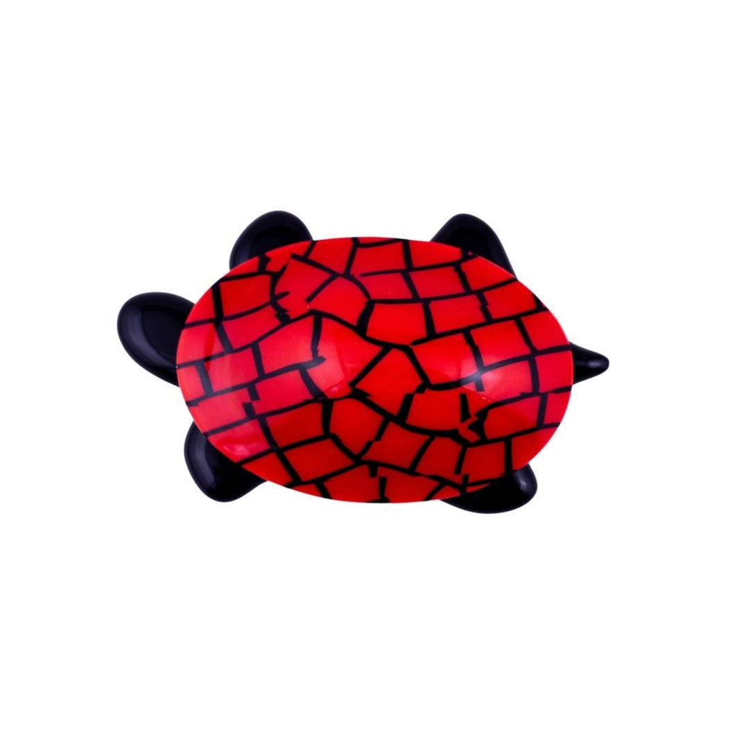 Lea Stein 'Tortue' Tortoise Brooch Pin - Red & Black