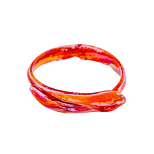 Load image into Gallery viewer, Signed Lea Stein Snake Bangle - Pink, Orange, Red Marble