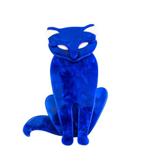 Load image into Gallery viewer, Signed Lea Stein Sacha Cat Brooch - Dark Blue