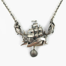 Load image into Gallery viewer, Williams Griffiths Ship with Banner, Mermaids and Shell Necklace