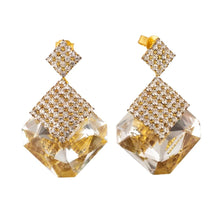 Load image into Gallery viewer, Large Faceted Crystal Earrings with Tiny Layered Crystal Detail (Pierced)