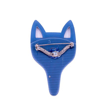 Load image into Gallery viewer, Lea Stein Tete Fox Brooch - Blue &amp; White