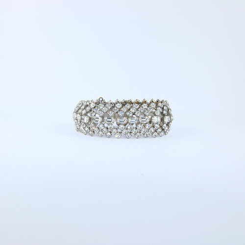 Vintage Silver Tone & Crystal Bracelet
