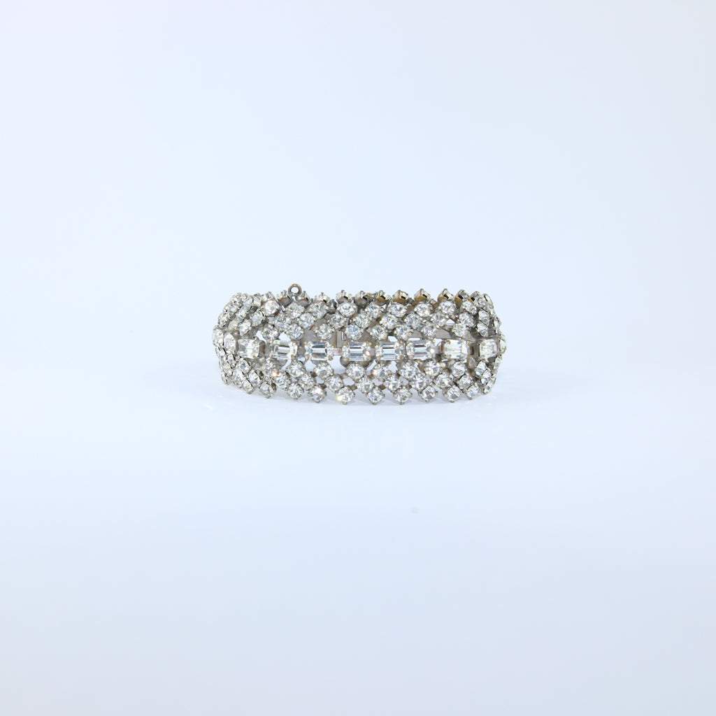 Vintage Silver Tone & Crystal Bracelet