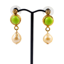 Load image into Gallery viewer, Pate-de-Verre (Hand Poured Glass) &amp; Freshwater Pearl Earrings (Pierced)
