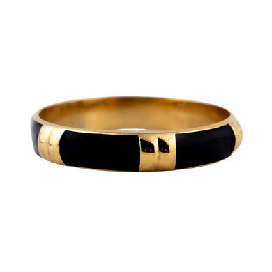 Vintage French Black Enamel & Gold Plated Bangle c.1990s