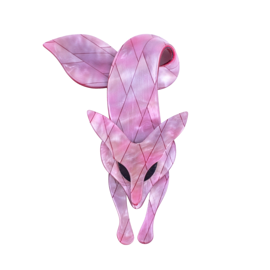Lea Stein Famous Renard Fox Brooch Pin - Purple Tile