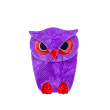 Load image into Gallery viewer, Lea Stein Signed Buba Owl Brooch Pin - Purple &amp; Red