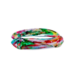 Signed Lea Stein Snake Bangle - Multi Colour Marble