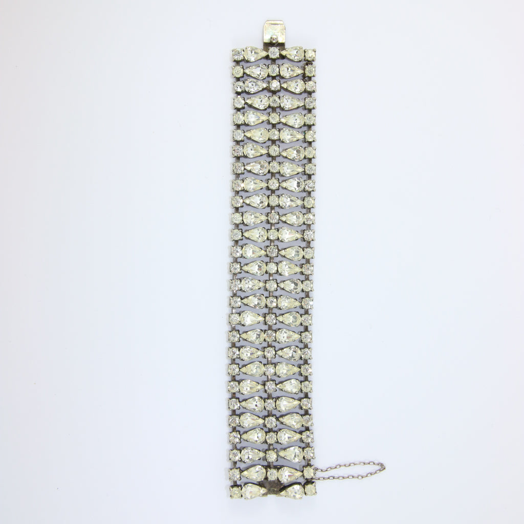 Vintage Silver Tone & Crystal Bracelet