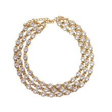 Load image into Gallery viewer, Signed Kenneth Jay Lane Gold Plated &amp; Clear Crystal Multi Strand Necklace