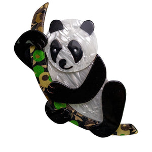 Lea Stein Signed Panda Bear Brooch