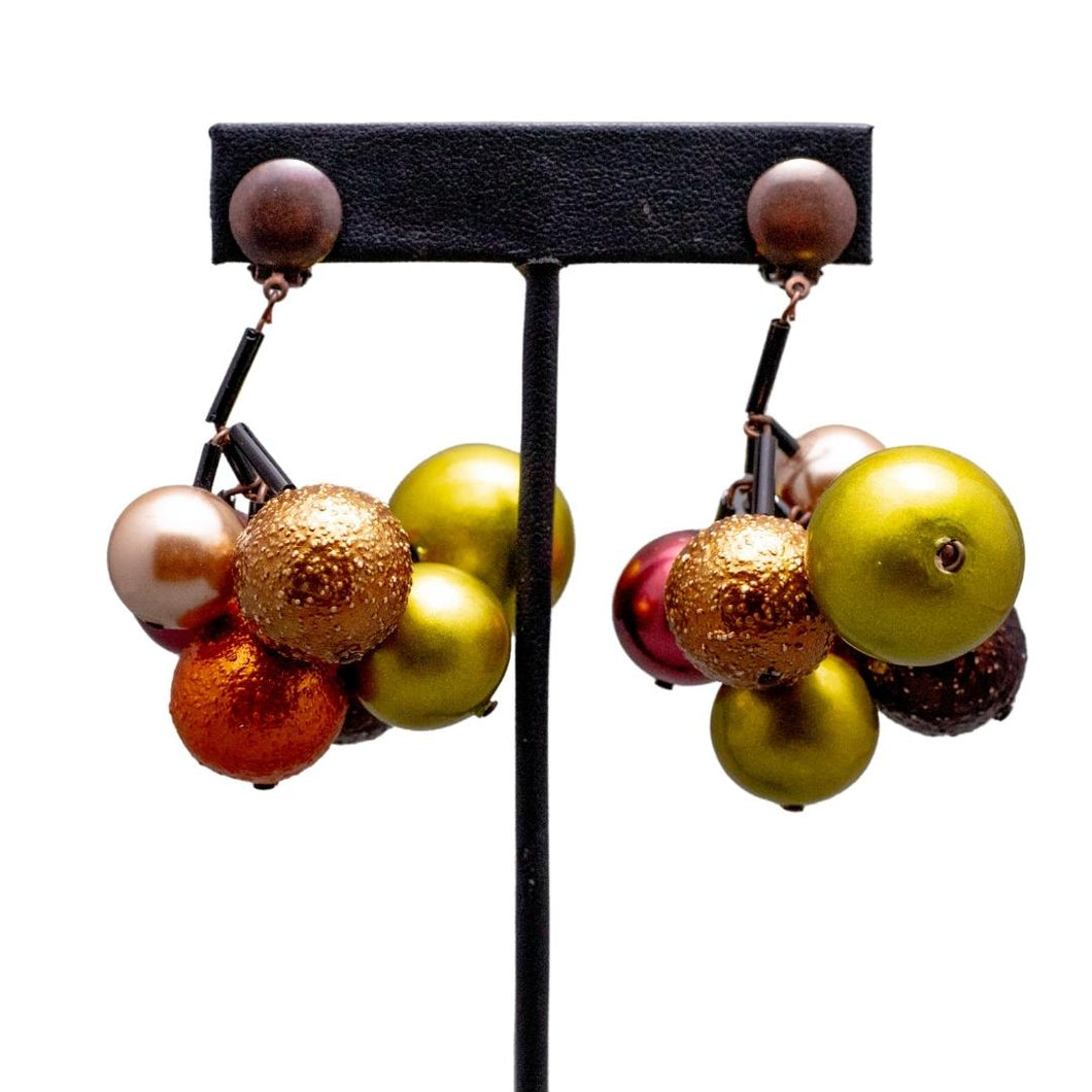 Vintage Multi Colour Ball Ball Funky Earrings- (Clip On)