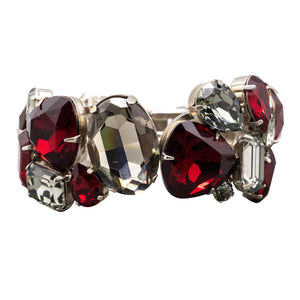 Harlequin Market Large Austrian Crystal Clamper Cuff - Red