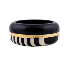 Load image into Gallery viewer, Signed Fendi Black &amp; Cream Bangle with Gold Detail c.1990s