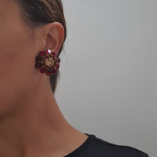 Load image into Gallery viewer, Harlequin Market Red &amp; Orange Crystal Earrings (Pierced Earrings)
