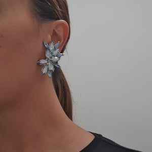 Harlequin Market Icy Blue Crystal Earrings-(Clip-On Earrings)