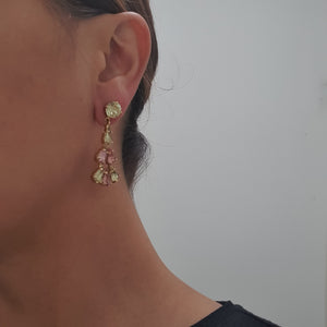 Harlequin Market Jonquil & Light Rose 3-Tiered Earrings (Pierced)
