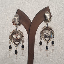 Load image into Gallery viewer, Lawrence VRBA Signed Large Statement Crystal Earrings - Clear &amp; Black Crystal Faces