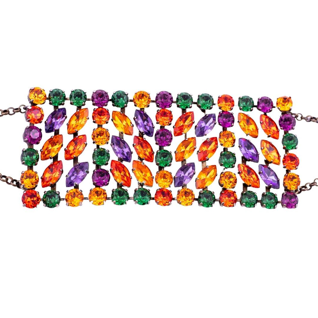 Harlequin Market Multi Strand Crystal Choker Necklace - Multi Colour