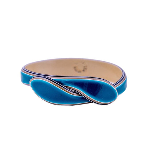 Signed Lea Stein Snake Bangle - Ocean Green &  Blue