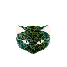 Load image into Gallery viewer, Lea Stein Attila Cat Face Brooch Pin - Green Swirl