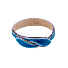 Load image into Gallery viewer, Signed Lea Stein Snake Bangle - Ocean Green &amp;  Blue