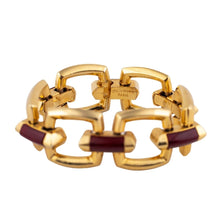 Load image into Gallery viewer, Vintage Signed Clarins Paris Gold &amp; Red Link Bracelet c.1990s