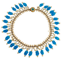 Load image into Gallery viewer, Vintage c.1950 Blue Crystal &amp; Faux Pearls Decorative Statement Necklace