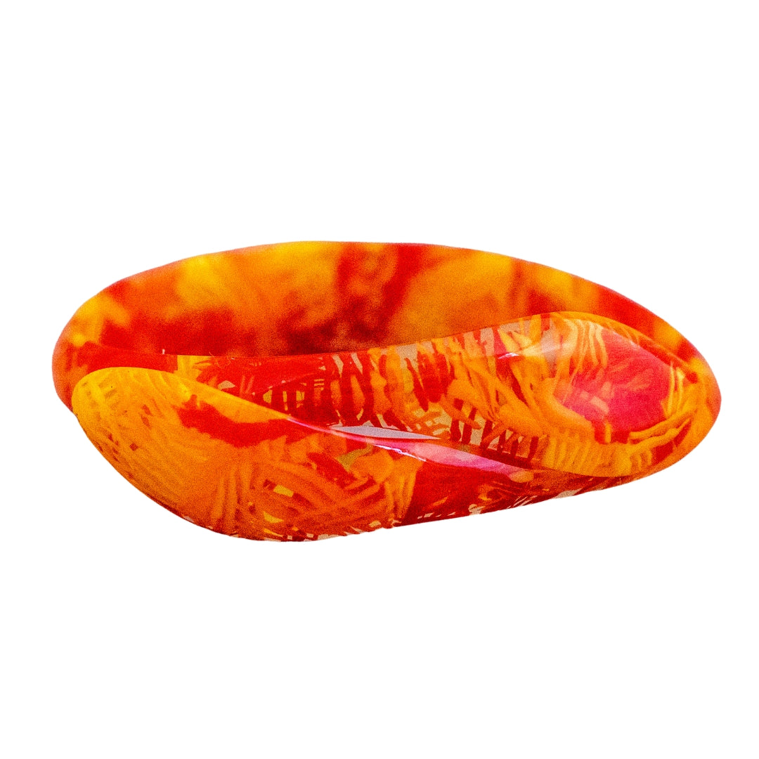 Signed Lea Stein Snake Bangle - Orange & Red