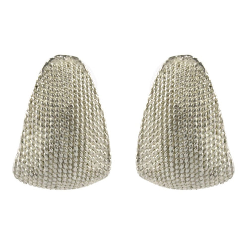 USA Vintage Unsigned Silver Tone Textured Earrings (Clip-On)