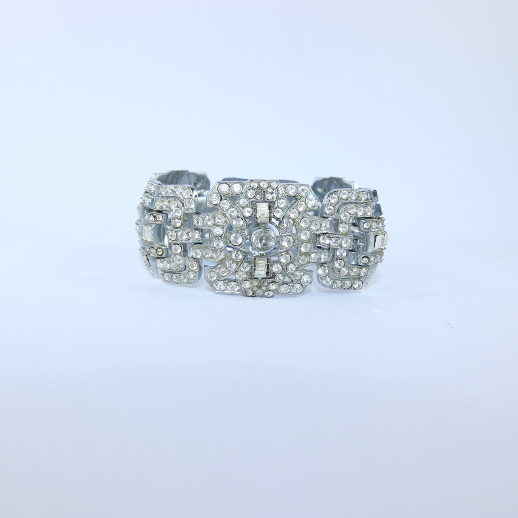 Vintage Silver Tone & Crystal Bracelet