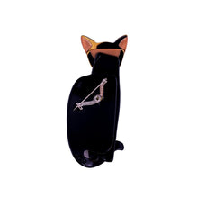 Load image into Gallery viewer, Lea Stein Quarrelsome Cat Brooch Pin - Black &amp; Gold Spots