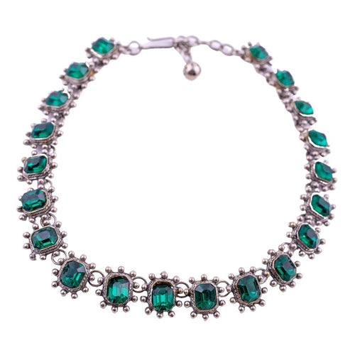 Intricate Vintage Emerald Green Crystal Necklace