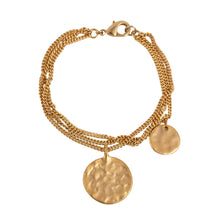 Load image into Gallery viewer, Signed Kenneth Jay Lane Three Row Gold Chain &amp; Coin Bracelet