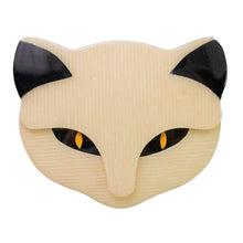 Load image into Gallery viewer, Lea Stein Attila Cat Face Brooch Pin - Creme &amp; Black