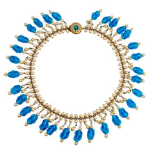 Load image into Gallery viewer, Vintage c.1950 Blue Crystal &amp; Faux Pearls Decorative Statement Necklace