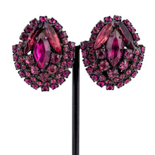 Load image into Gallery viewer, Signed Vintage &#39;Vrba&#39; Fuchsia Pink Crystal Earrings (Clip-On)